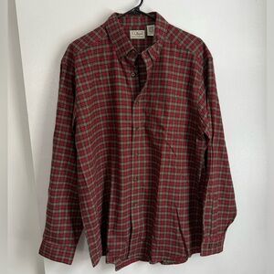 L.L. Bean Men's Classic Red and Green Checkered Shirt